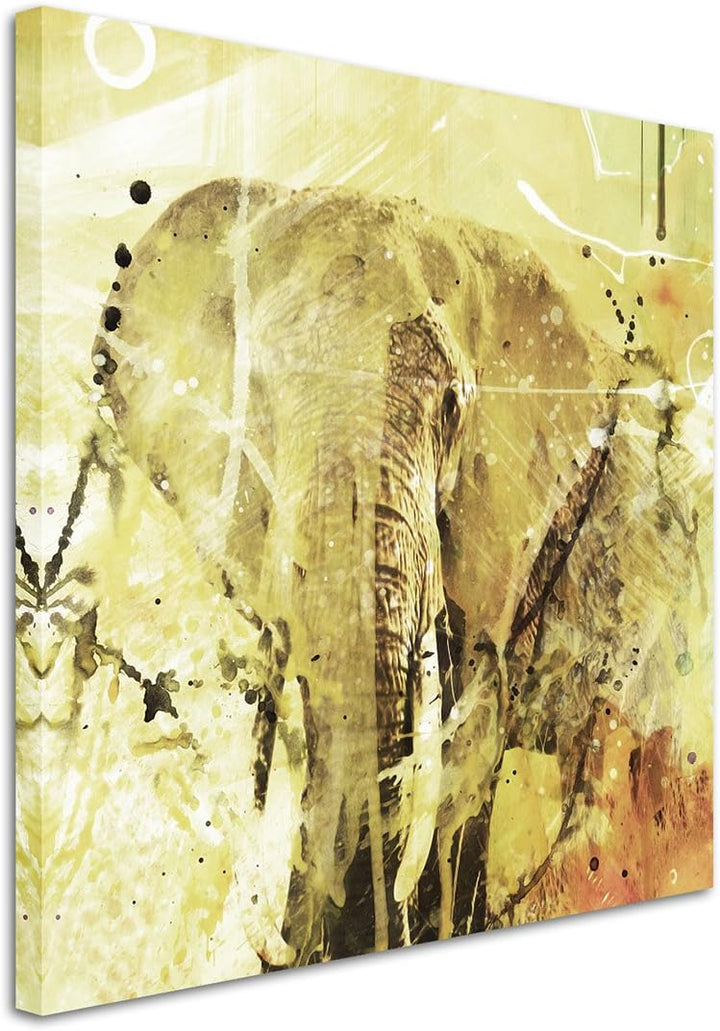 Elefant_60x60cm Splash Art Paul Sinus Aquarell, Gemälde, Kunstbild auf Leinwand