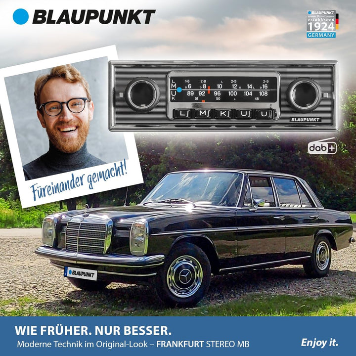 Blaupunkt Frankfurt Stereo MB, 1-DIN Autoradio, Oldtimer-Design, DAB+, Bluetooth, USB, Aux-Eingang,