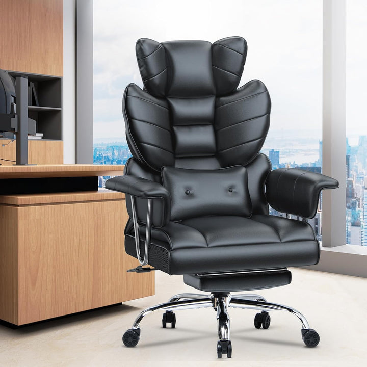 rattantree Bürostuhl mit Fussstütze, Ergonomischer Schreibtischstuhl mit Zusätzlichem Lordosenstützk