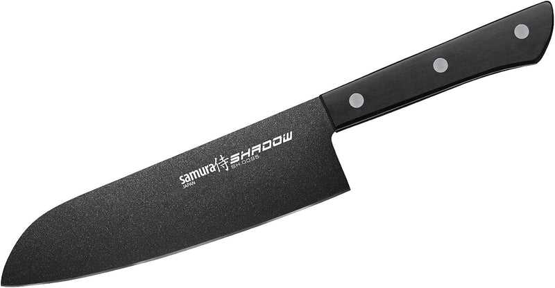 Samura Profi Santokumesser ultra-scharf, gross, aus japanisch AUS 8 Edelstahl, 18cm Klingeschwarze K