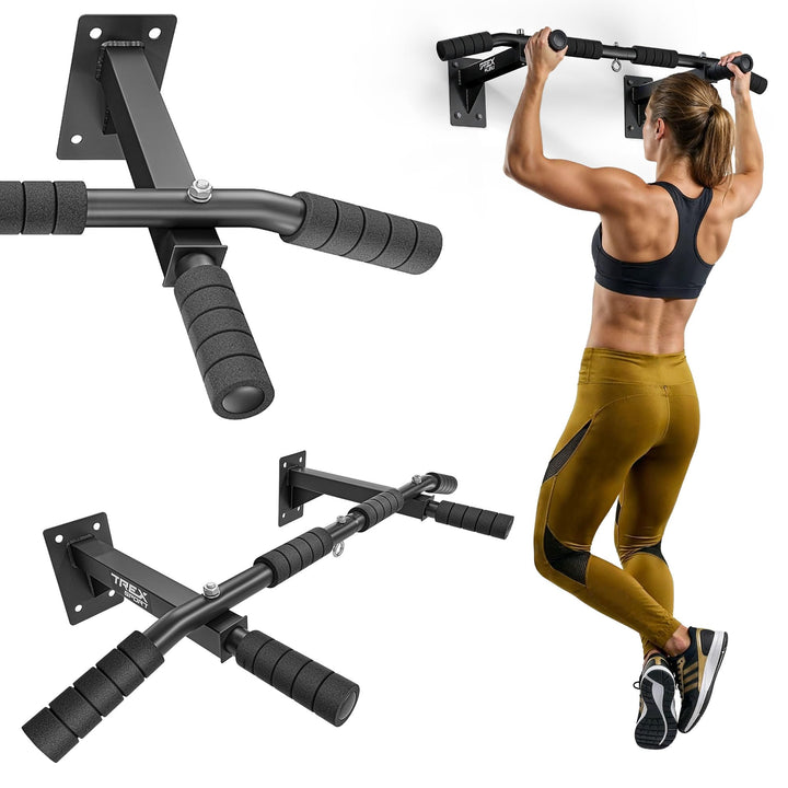 TREX SPORT Klimmzugstange zur Wandmontage TX-030PB| 6 rutschfeste Griffe, Öse für Boxsack | Pull Up