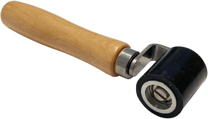 HSS Premium Andrückrolle Silikon schwarz - ergonomischer Holzgriff & Kugellager für Häufig-Verarbeit