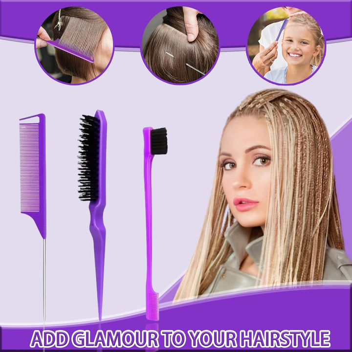 WhaleO Haarbürsten Set Lockenbürste Sleek Bun Bürste Curly Hair Brush Entwirrbürste Stielkamm Toupie