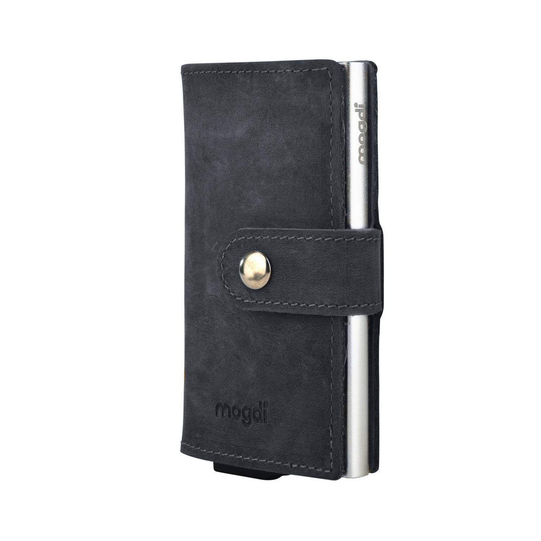 mogdi Mini Black Premium Herren Portmonee RFID Schutz Kartenetui Business Geldbörse feinstes A++ Ech