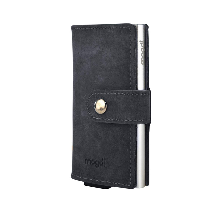 mogdi Mini Black Premium Herren Portmonee RFID Schutz Kartenetui Business Geldbörse feinstes A++ Ech