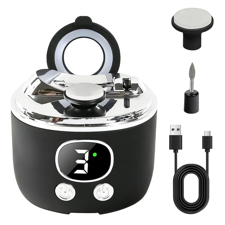 Elektrischer Nagelknipser, 4 in 1 Nagelknipser Elektrisch mit LED-Licht & Vergrösserungsglas, 3-Spee
