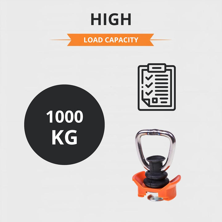 4 oder 10 Stück Airline Fitting (Silber/Orange) - Airlineschiene Zurröse mit Ring 1000 kg Tragfähigk