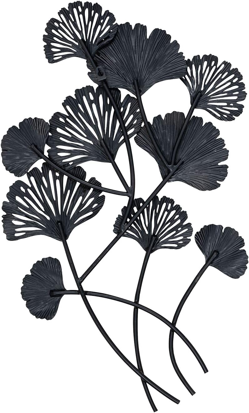 levandeo Wandbild 48x76cm Gold Blau Ginkgo Metall-Bild Wand-Deko Wandhänger Wandobjekt Dekoration De