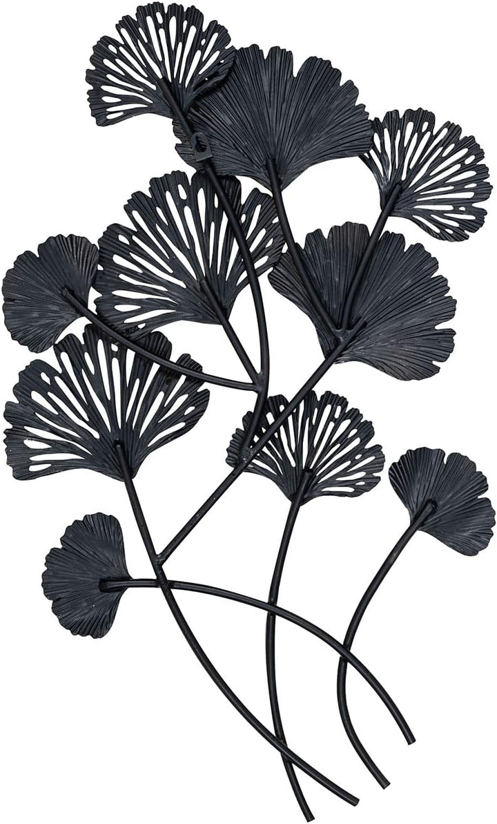 levandeo Wandbild 48x76cm Gold Blau Ginkgo Metall-Bild Wand-Deko Wandhänger Wandobjekt Dekoration De