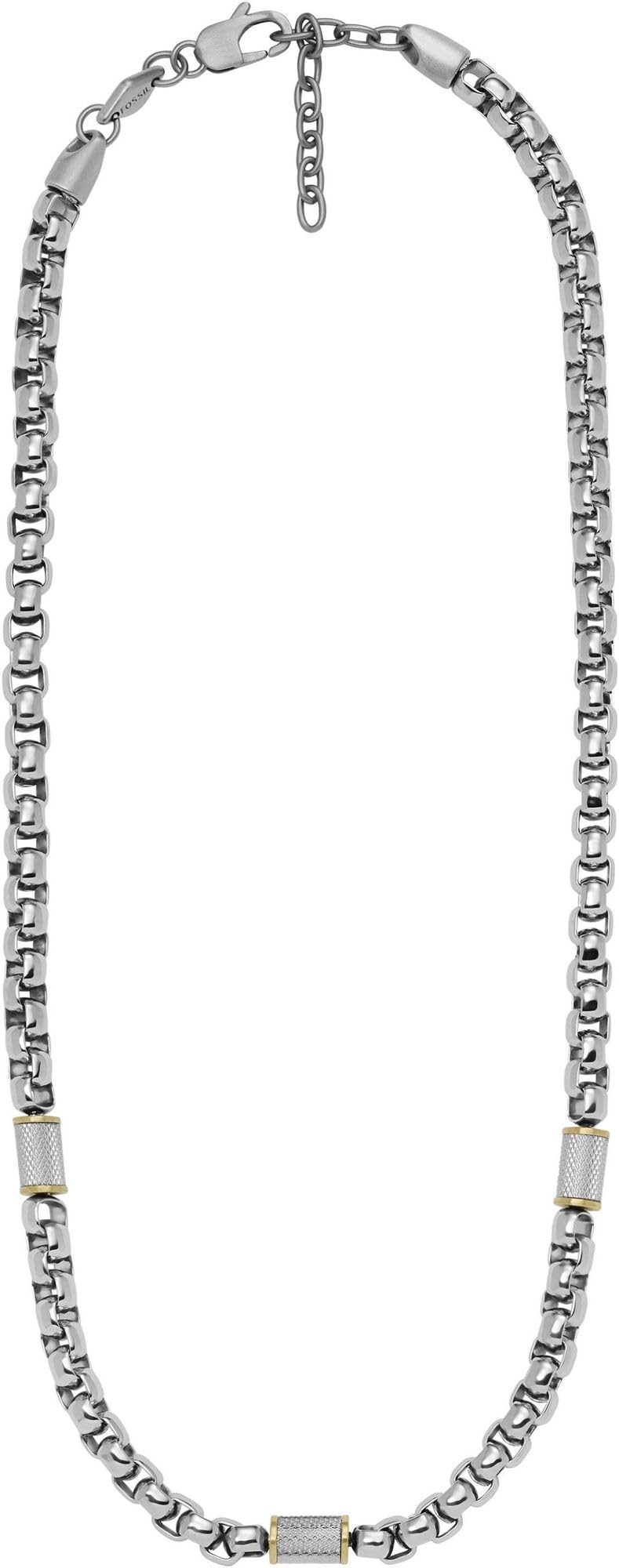 FOSSIL Mens Necklaces, Gold, Silver, Total Length: 45.72 cm mit 5.6 cm