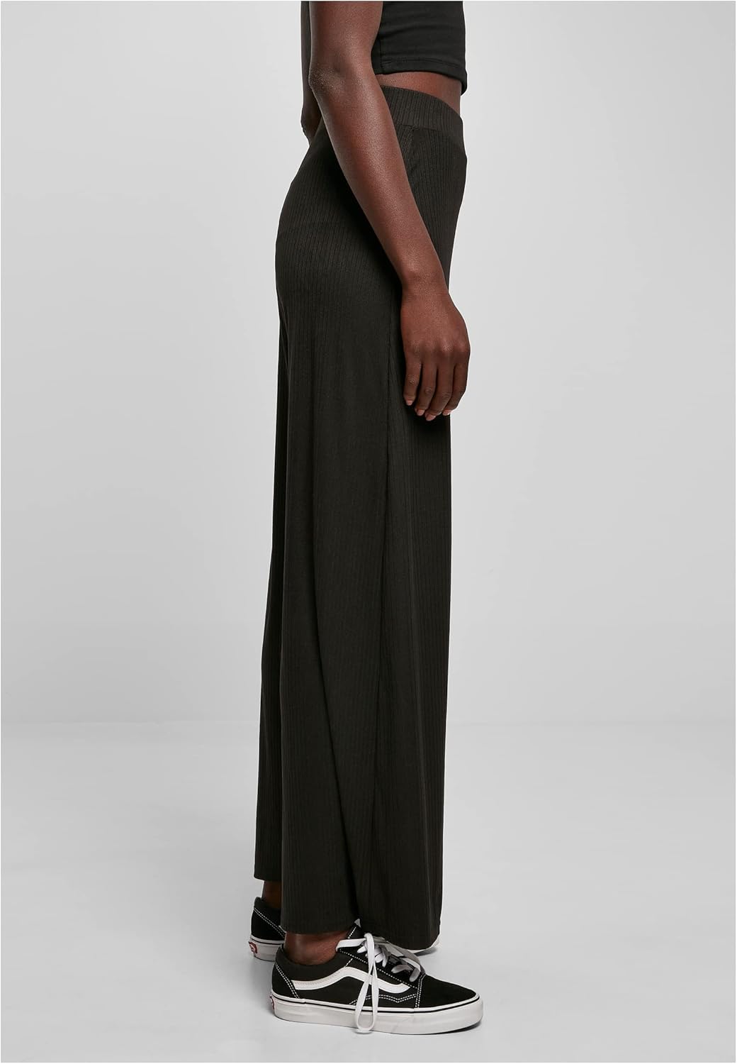 Urban Classics Damen Ladies Rib Jersey Wide Leg Pants XS Schwarz, XS Schwarz