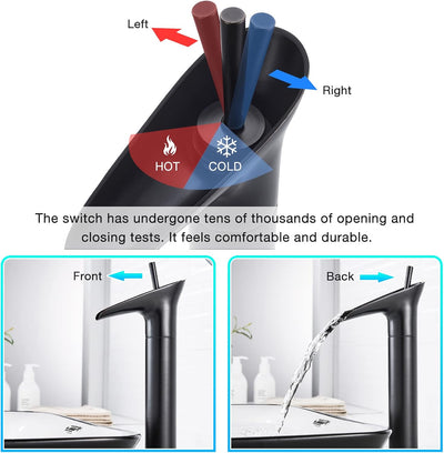 Wasserhahn Bad Schwarz Waschtischarmatur Wasserfall Mischbatterie Waschbecken Armaturen Hoch Retro B