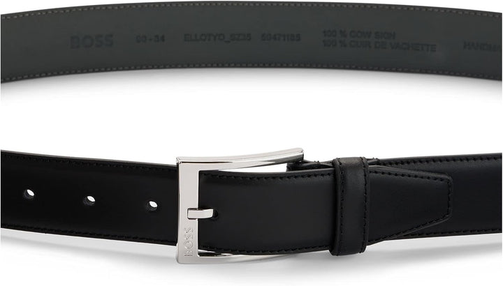 BOSS Herren Ellotyo Sz35 Gürtel aus italienischem Leder mit Logo-Schliesse 105 Black1, 105 Black1