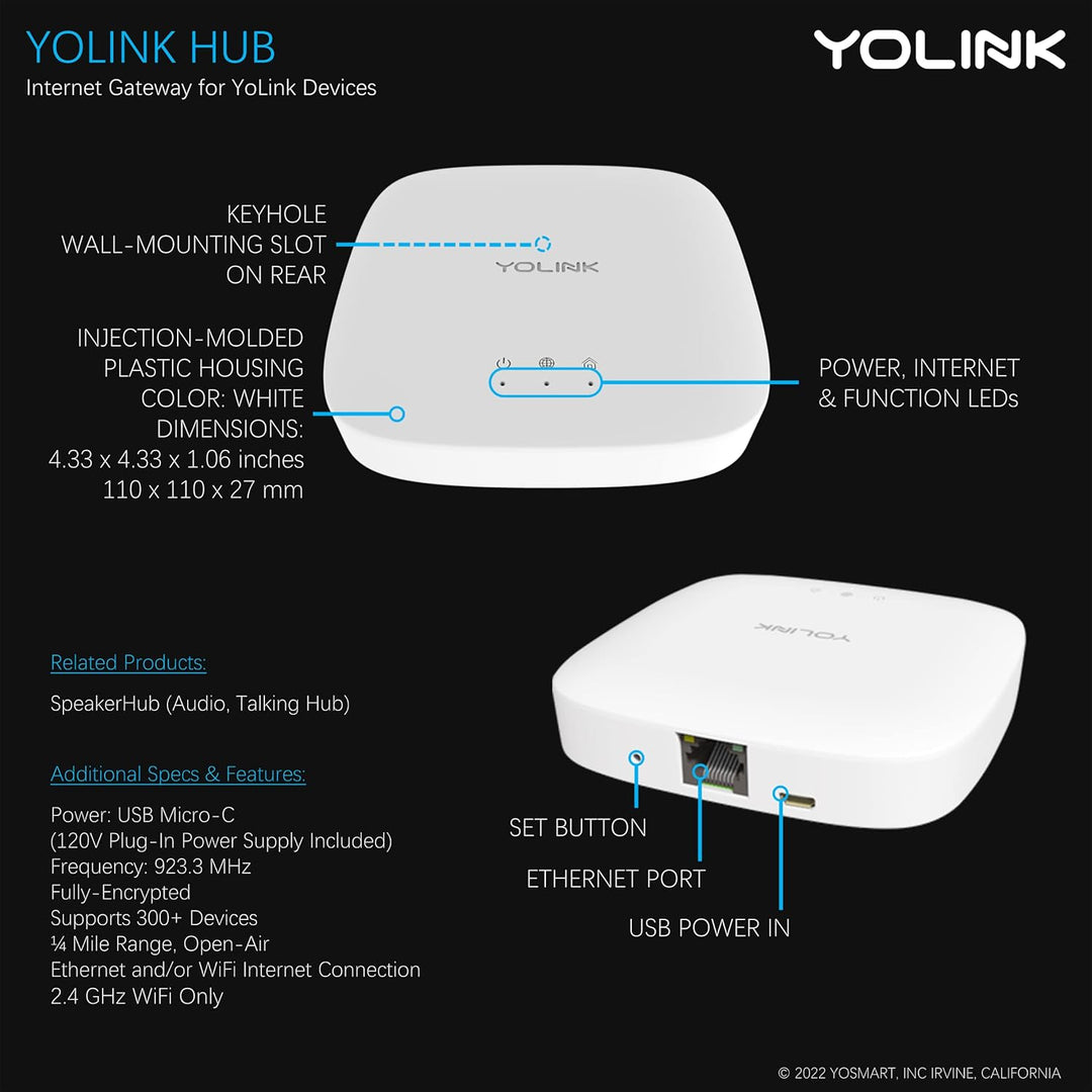 YoLink Hub - Nur zentrale Controller-Geräte, 1/4 Meile der weltweit längste Reichweite Smart Hub LoR