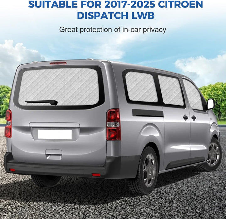 Thermomatte Fahrerhaus Innen Kompatibel mit 2017-2026 Citroen Dispatch, 8PCS LWB Faltbare Sonnenschu