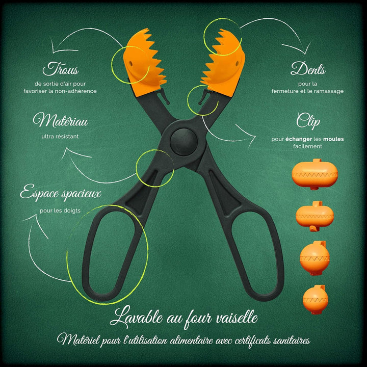 La Croquetera Frikadellenzange Pack Multifunktionales Werkzeug Farbe Orange - 4 austauschbare Teigfo