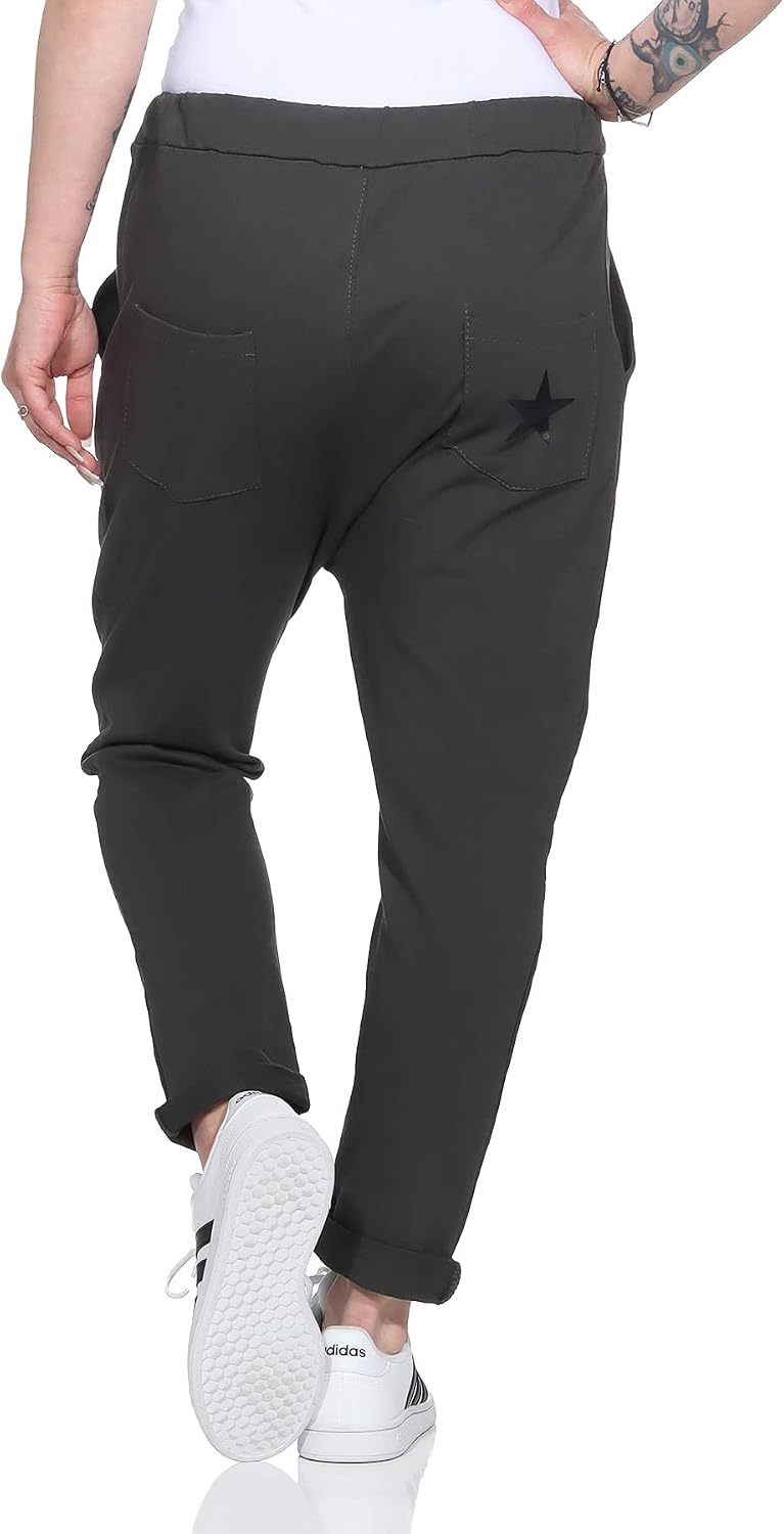 ZARMEXX Damen Baumwoll Freizeithose Baggy Boyfriend Style Jogger Ladies Pants mit elastischem Bund 3