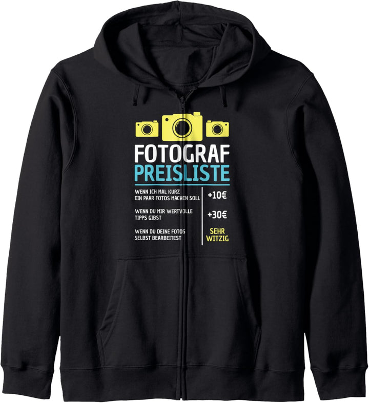 Fotograf Preisliste Geschenk Fotografie Kapuzenjacke