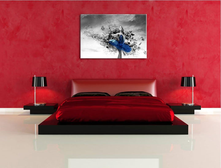 schöne Ballerina schwarz/weiss Format: 100x70 auf Leinwand, XXL riesige Bilder fertig gerahmt mit Ke