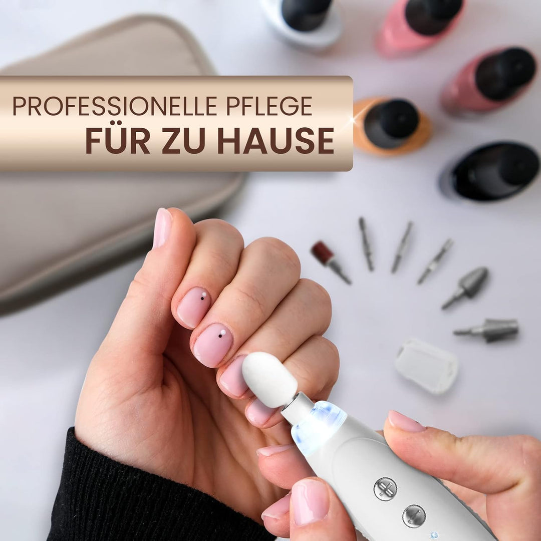 GRUNDIG Maniküre Set elektrisch - Schöne Nägel dank Power LED und 17tlg Saphir Zubehör Pediküre Fuss