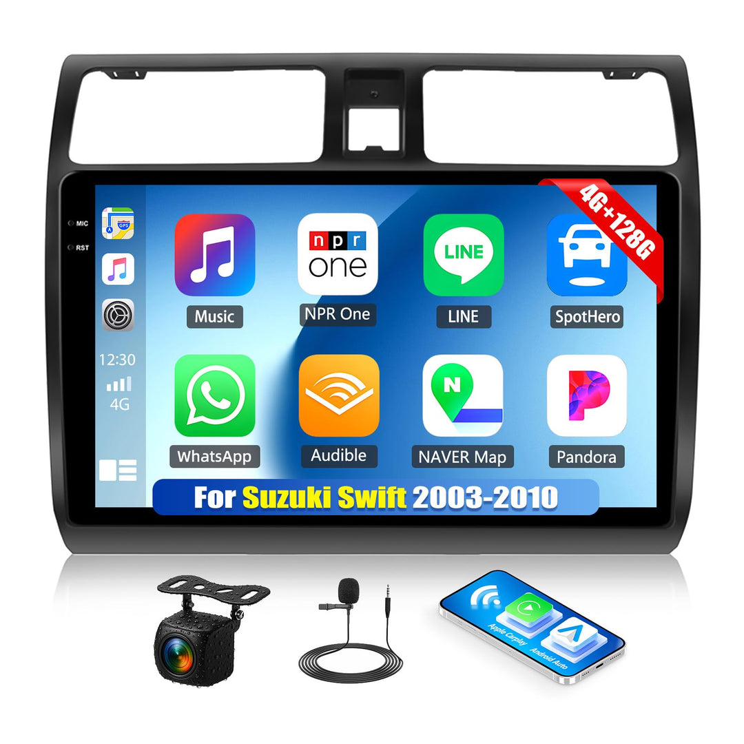 Android 15, 4G+128G CAMECHO Autoradio für Suzuki Swift 2003-2010 mit Wireless Carplay Android Auto,