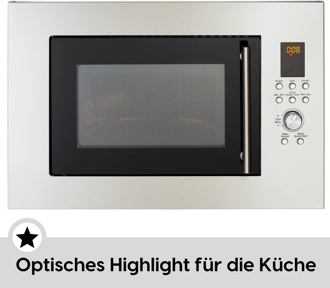 PKM Einbau-Mikrowelle MW900-23G-IN I 900W Mikrowellenleistung I 23L Garraum I 6 Leistungsstufen I 8