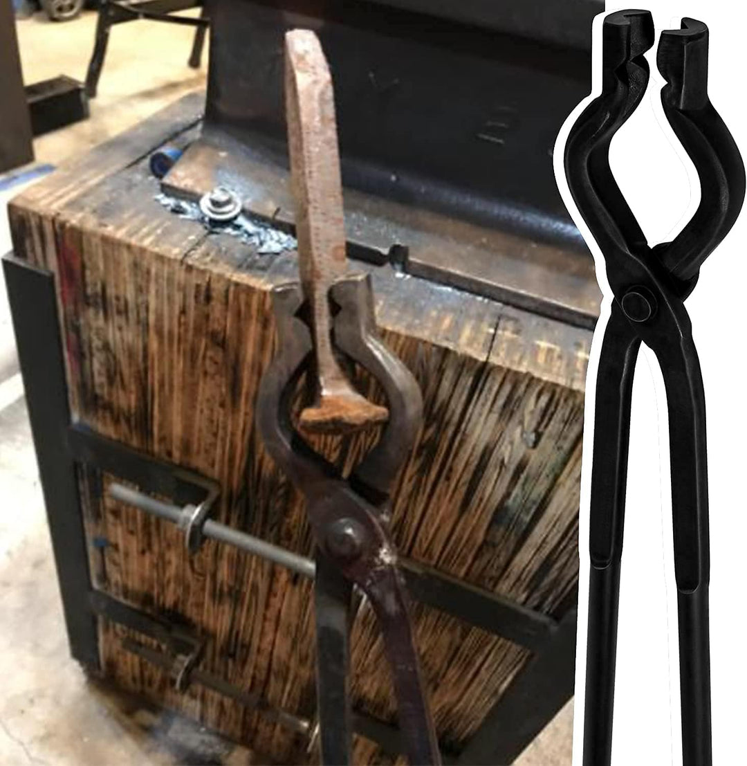 Schmiedzange Schmied Forge Werkzeugset Schmiedwerkzeug Schmied Amboss Werkzeugset，V-Bit-Zange & Wolf