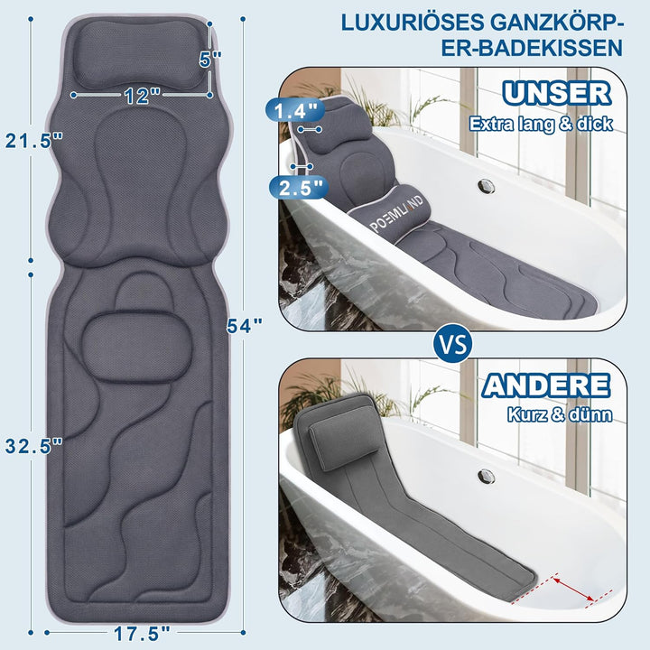 Poemland Luxus Dicke, volle Körper Badewannenkissen Mat &amp; Cushion für Badewanne Kopfstütze Hals Schu