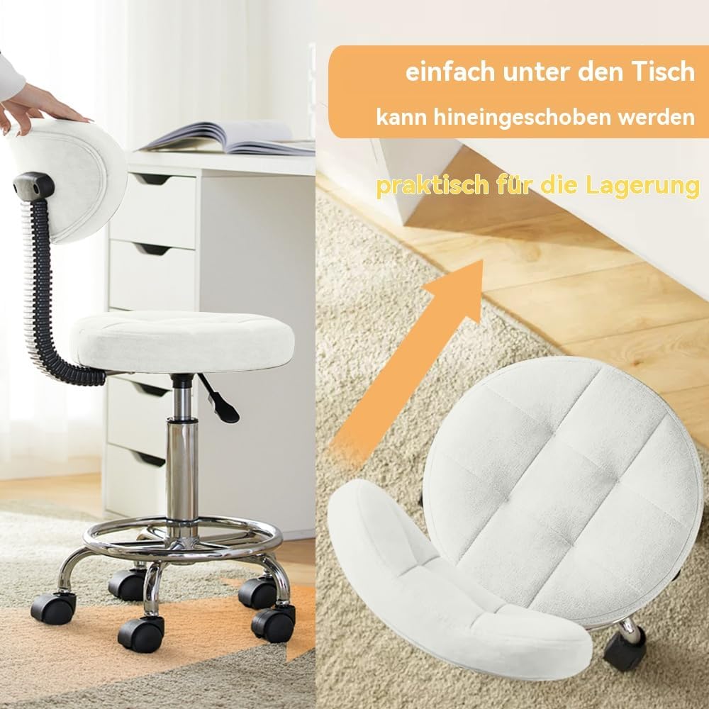 Moderner Bürodrehstuhl - Rollhocker mit Niedriger Rückenlehne und Höhenverstellung - Drehbare Arbeit