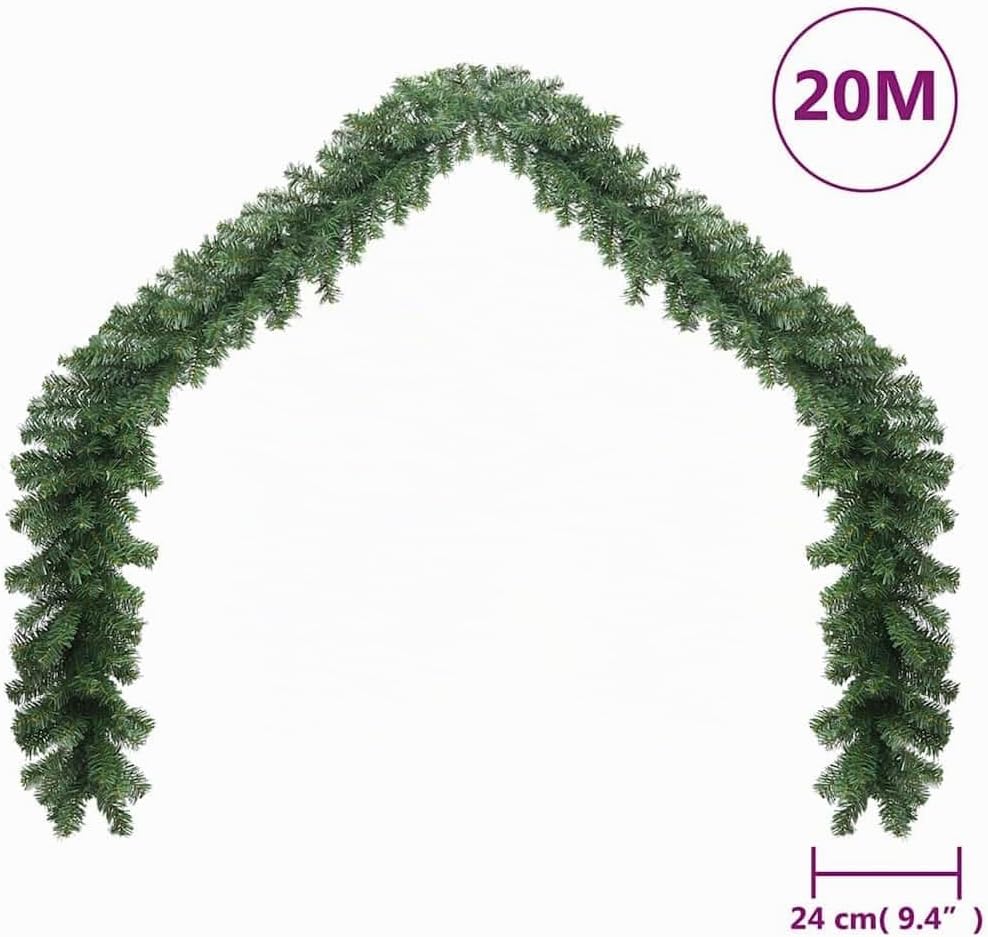 vidaXL Weihnachtsgirlande PVC 20m Tannengirlande Türgirlande Weihnachtsdeko 20 m