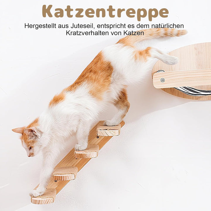 Katzentreppe Wand 4 Stufen Kletterwand für Katzen, DIY Kletterwand Katzen, Katzenleiter Mit Juteseil