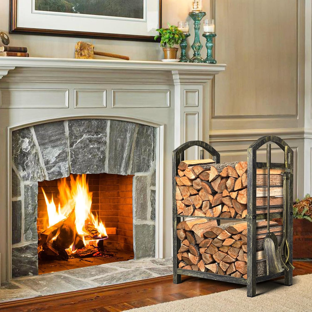 Amagabeli Kamin Kaminholz Holzregal mit Werkzeugsets Indoor Holzhalter Kamin Outdoor Holzhalter Rack