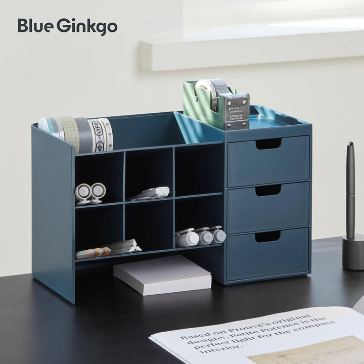 BLUE GINKGO Hive Stack Desk Organizer – Stapelbarer Stiftehalter, Schreibtischorganizer mit Schublad