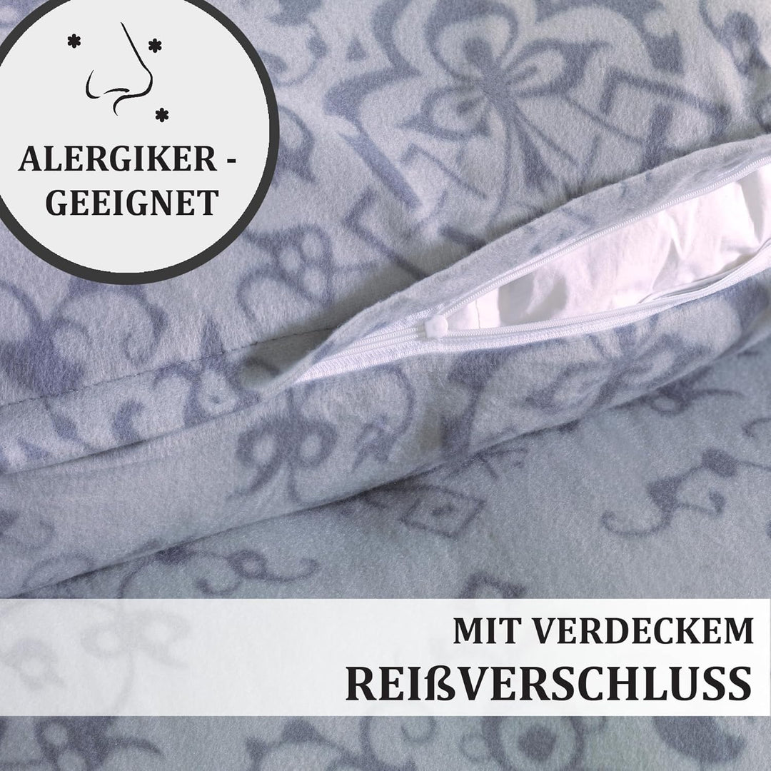 BFW 4 TLG Warme Microfaser Fleece Winter Bettwäsche 135x200 + 80x80 viel Auswahl, Design - Motiv:Des