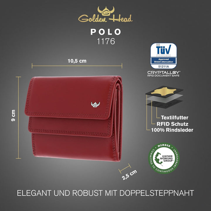 Golden Head Polo - Geldbörse 4cc 10 cm RFID rot Rot onesize, Rot onesize