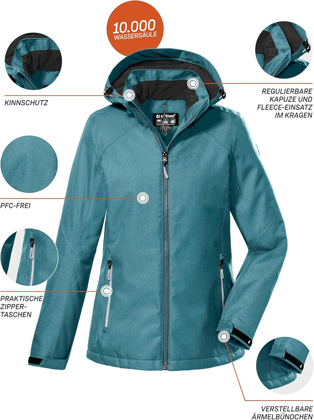 Killtec Damen Kow 142 Wmn Jckt Outdoorjacke/Funktionsjacke mit abzippbarer Kapuze 36 sturmblau, 36 s