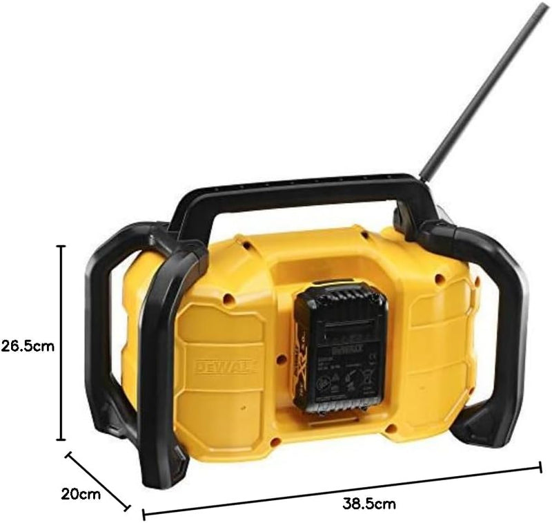 Dewalt XR Akku- und Netz-Radio DCR029 (DAB+ und FM Stereo Radio, extrem Robustes Gehäuse, mit Blueto