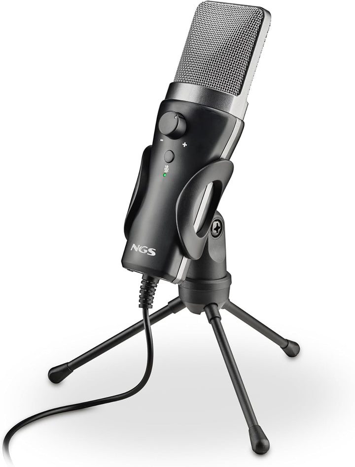 NGS MS120 USB - Mikrofon mit Nierencharakteristik für Streaming, Podcast und Gaming, latenzfreie Übe