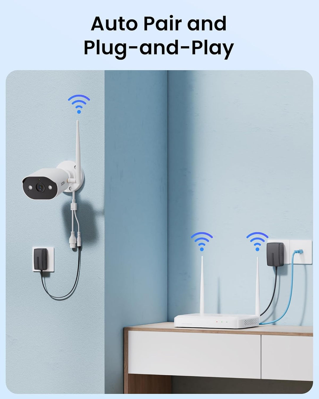 ZOSI 2K 3MP WiFi 6 Überwachungskamera Set Aussen, 8CH NVR mit 4 WLAN IP Kameras, 64GB SD-Karte, 2-We