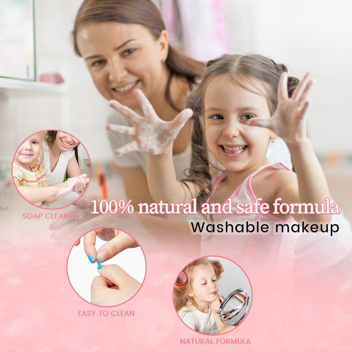 Kinderschminke Set Mädchen Schminkkoffer - 57 PCS Waschbar Kinder Make Up Set Schminkset Spielzeug,R