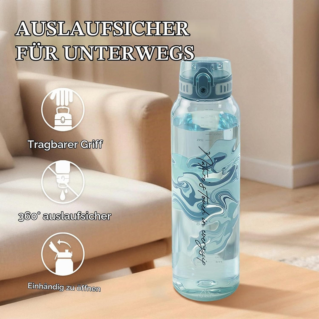 UZSPACE Trinkflasche Sport 1L, Tritan Bpa-Frei Trinkflasche Auslaufsicher mit Einhandbedienung, Kohl
