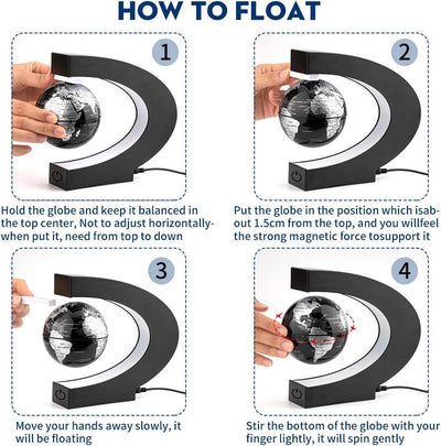 Surplex C-form Magnetische Schweben Floaten Weltkarte Globus mit Led Display Stütze, Rotierende Erde