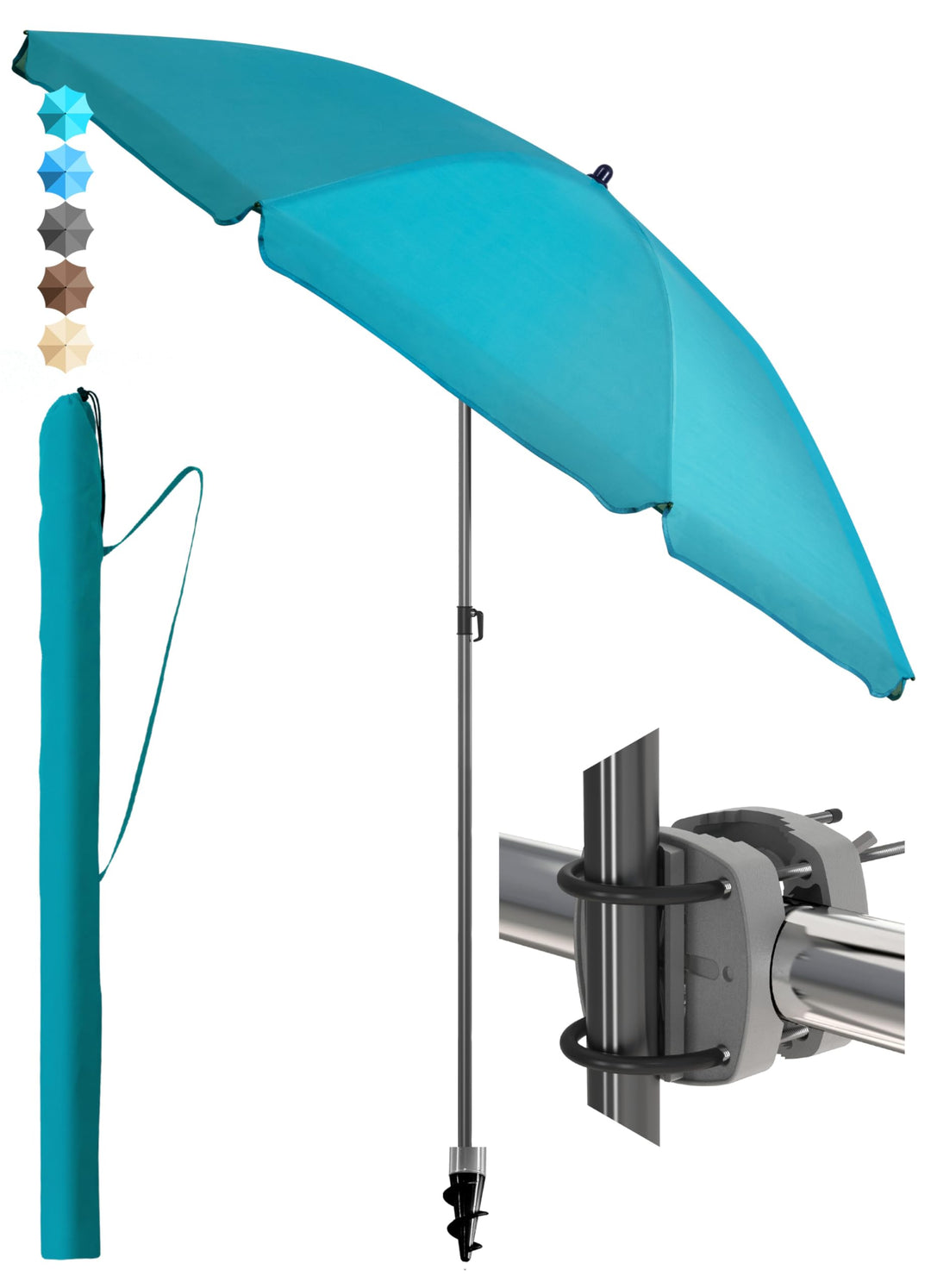 4smile Sonnenschirm Balkon SunnyJoy, 3-in-1 SET, Türkis - UPF 50+ Sonnenschirm Ø 180 cm + Sonnenschi