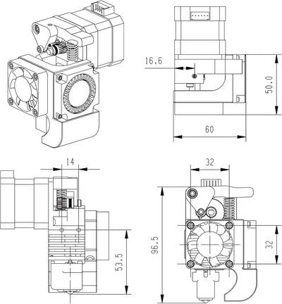 Upgrade Volcano Bimetal Heatbreak High Speed Ender 3 Direct Drive Extruder Dual gehärteter Stahl Gea