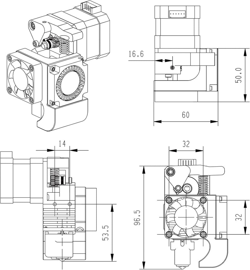 Upgrade Volcano Bimetal Heatbreak High Speed Ender 3 Direct Drive Extruder Dual gehärteter Stahl Gea