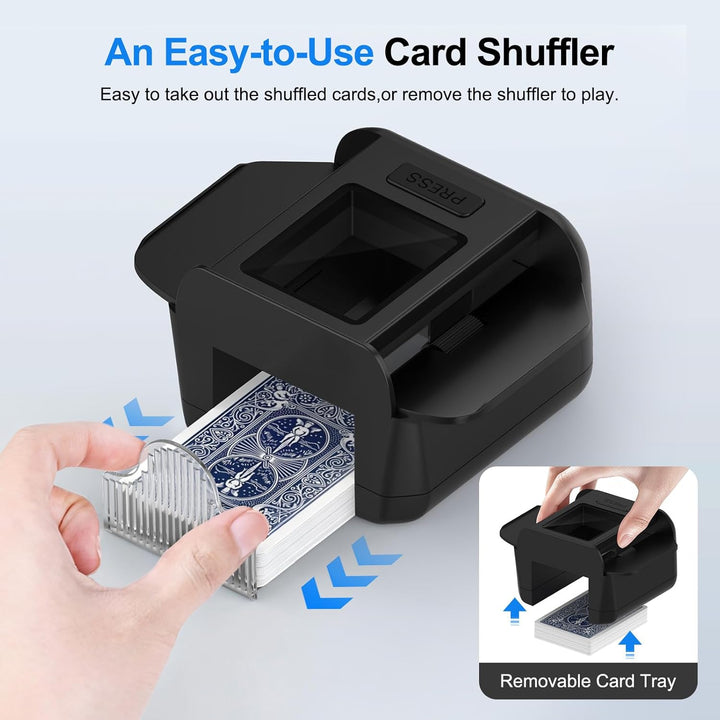 Automatic Card Shuffler|1-2 Deck Electric Card Shuffle Machine|Portable Rechargeable Batteries|for o