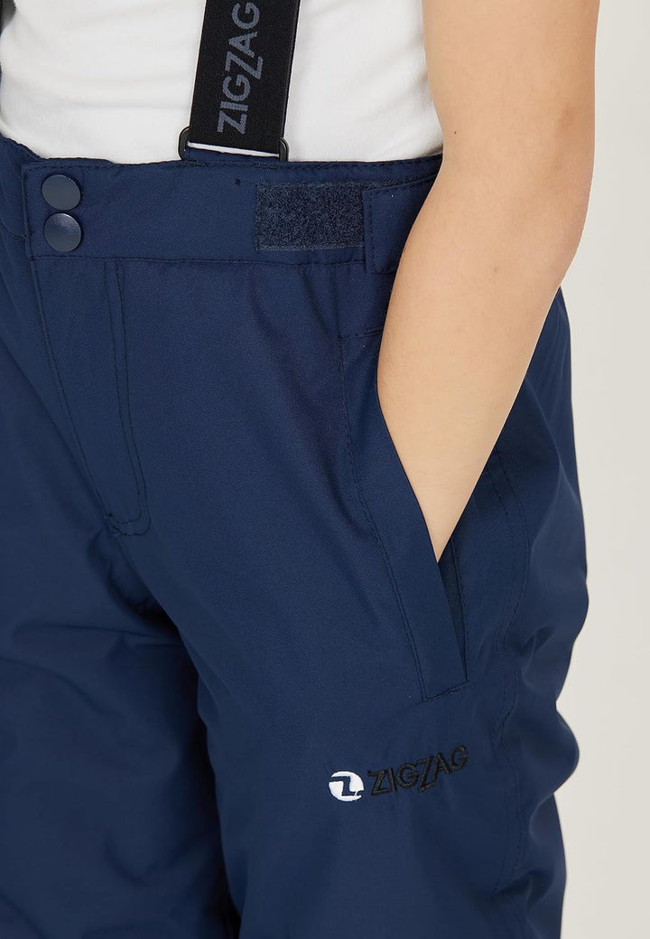 ZIGZAG Kinder Whistler Skihose 'Provo' mit 10.000 mm Wassersäule Robuste Skihose mit Hosenträgern un