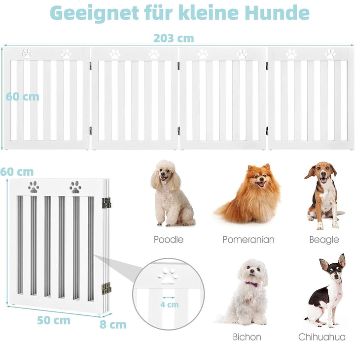 GYMAX 4-teilig Absperrgitter Hund, 60cm Hoch Schutzgitter mit 360° Scharnieren & Anti-Rutsch-Matten,