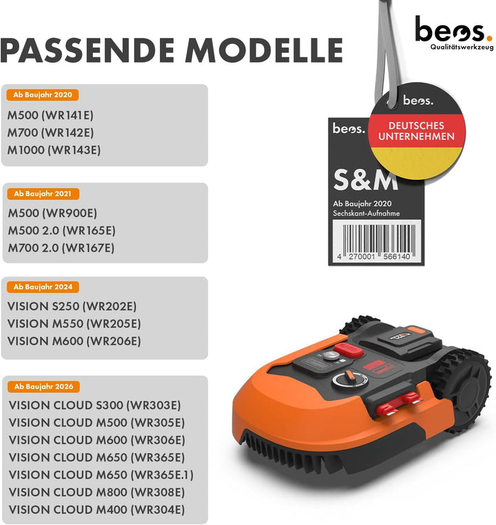 BEOS® PREMIUM Mähroboter Tuning-Messerteller für 6x Klingen - glasfaserverstärkte Messerscheibe - Dr