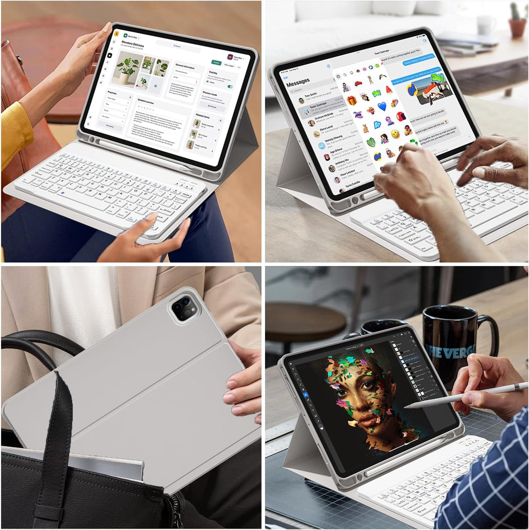 JKSML Tastatur Hülle für iPad Pro 11" 4.Gen 2022/3.Gen 2021/2.Gen 2020 mit Pencil Halter, Soft TPU R